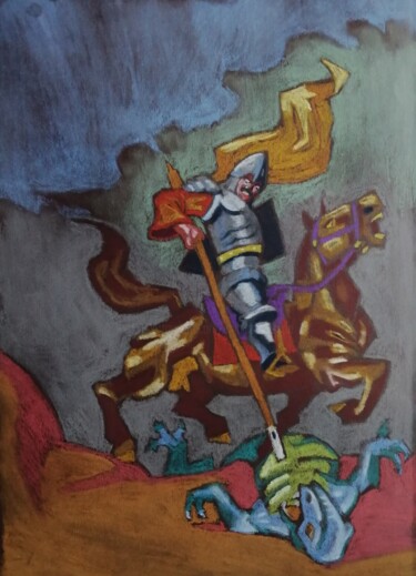 Peinture intitulée "666" par Rade Vranjkovic, Œuvre d'art originale, Pastel