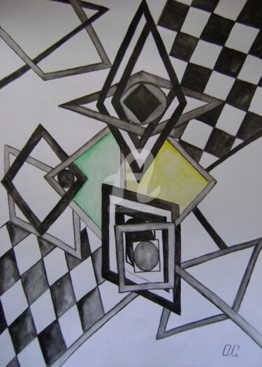 Рисунок под названием "Простая геометрия" - Artvredina, Подлинное произведение искусства, Другой