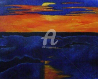 Картина под названием "красный закат 2" - Artvredina, Подлинное произведение искусства, Масло