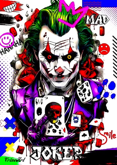 Arts numériques intitulée "Joker" par Vrineart, Œuvre d'art originale, Collage numérique