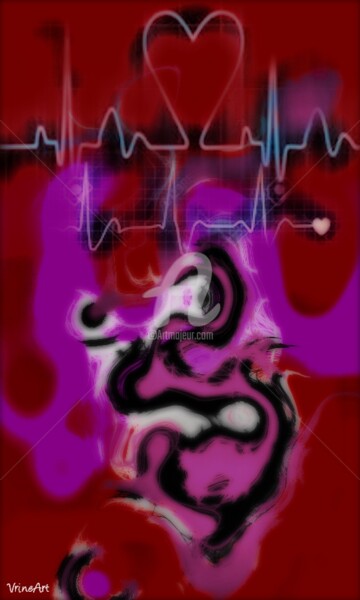 Painting titled "Électrocardiogramme" by Vrineart, Original Artwork