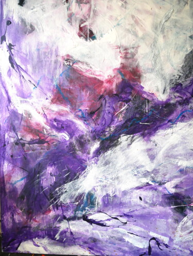 Malerei mit dem Titel "Purple love" von Valerie Salem, Original-Kunstwerk, Acryl Auf Keilrahmen aus Holz montiert