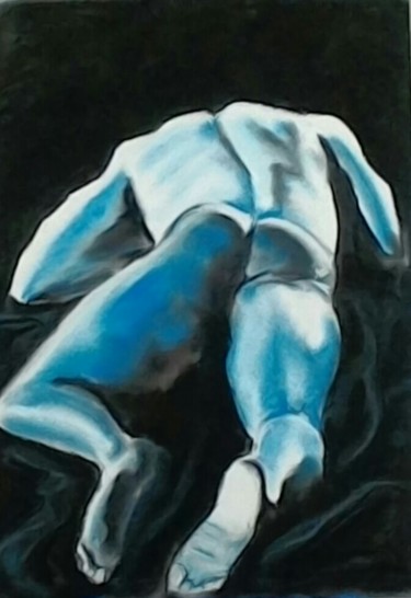 Malerei mit dem Titel "L'homme qui dort" von Véroniq'S, Original-Kunstwerk, Enkaustik