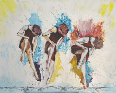 Peinture intitulée "Le saut des anges" par Véroniq'S, Œuvre d'art originale, Huile