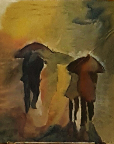 Painting titled "Soir de pluie" by Véroniq'S, Original Artwork, Ink