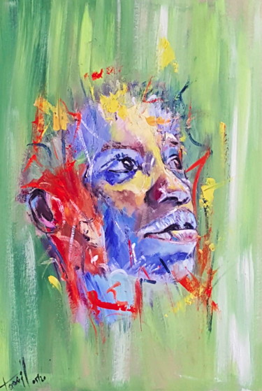 Painting titled "Juste un visage" by Véroniq'S, Original Artwork, Oil