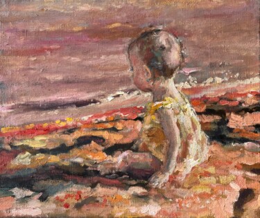 Schilderij getiteld "Pink Sunset" door Vsevolod Chistiakov, Origineel Kunstwerk, Olie