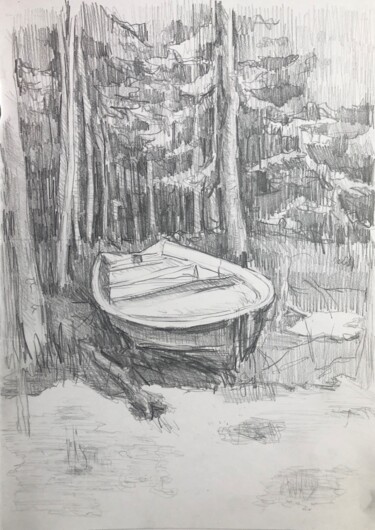 Dessin intitulée "Drawing landscspe a…" par Vsevolod Chistiakov, Œuvre d'art originale, Crayon