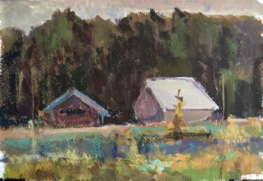Pintura intitulada "Summer Landscape vi…" por Vsevolod Chistiakov, Obras de arte originais, Guache
