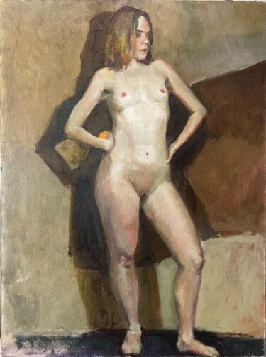 Pintura intitulada "Nude model young gi…" por Vsevolod Chistiakov, Obras de arte originais, Óleo