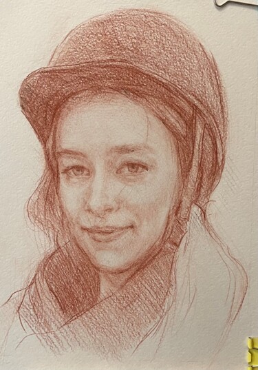 Desenho intitulada "Portrait of a young…" por Vsevolod Chistiakov, Obras de arte originais, Pastel