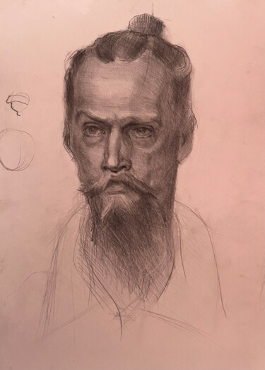 Zeichnungen mit dem Titel "Man with mustache a…" von Vsevolod Chistiakov, Original-Kunstwerk, Bleistift
