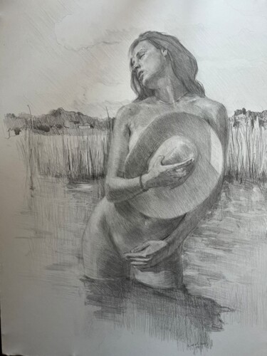 Drawing titled "Beautiful day nude…" by Vsevolod Chistiakov, Original Artwork, Pencil
