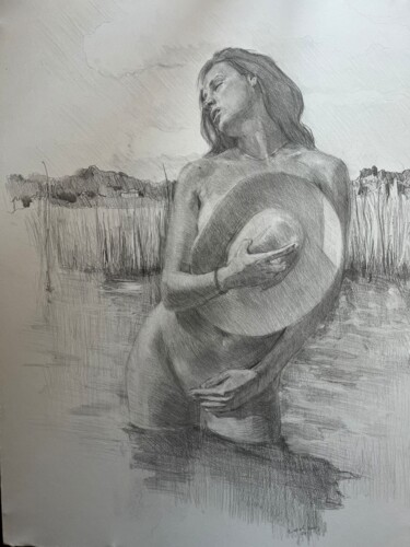 Disegno intitolato "Beautiful day nude…" da Vsevolod Chistiakov, Opera d'arte originale, Matita