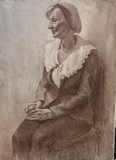Pintura titulada "Old woman graphic p…" por Vsevolod Chistiakov, Obra de arte original, Pastel