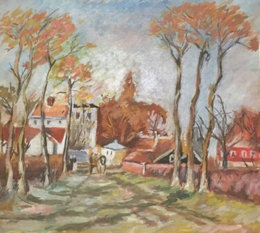 Painting titled "Country landscape.j…" by Vsevolod Chistiakov, Original Artwork, Oil