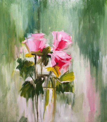 Картина под названием "Three roses.jpg" - Vsevolod Chistiakov, Подлинное произведение искусства, Масло