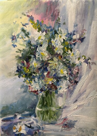 Painting titled "Bouquet in blue.jpg" by Vsevolod Chistiakov, Original Artwork, Oil