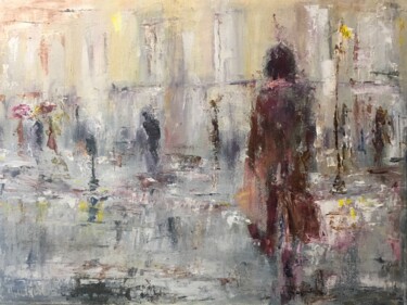 Malerei mit dem Titel "Rainy in the City O…" von Vsevolod Chistiakov, Original-Kunstwerk, Öl