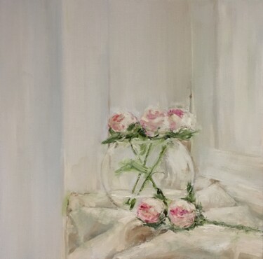 Картина под названием "Morning flowers Oil…" - Vsevolod Chistiakov, Подлинное произведение искусства, Масло