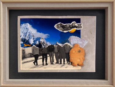 Collages getiteld "Memory boxe n°27" door Vincent Sfg, Origineel Kunstwerk, Collages Gemonteerd op Houten paneel