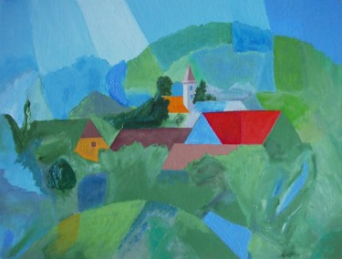 「Деревня」というタイトルの絵画 Владимир Шатеевによって, オリジナルのアートワーク, オイル