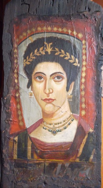 Painting titled "FAGIOUM" by Basileios Sikhlimires, Original Artwork, Tempera Mounted on Wood Stretcher frame