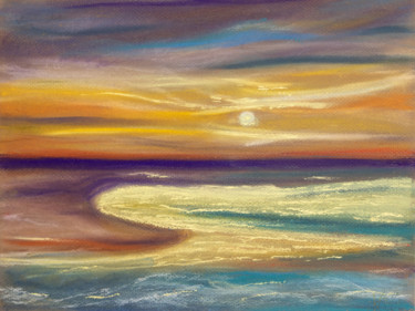 Painting titled "Banc d’arguin" by Vstella, Original Artwork, Pastel Mounted on Other rigid panel