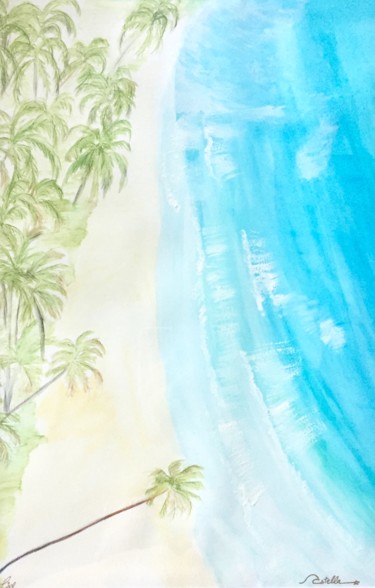 Peinture intitulée "Pacific" par Vstella, Œuvre d'art originale, Aquarelle Monté sur Châssis en bois
