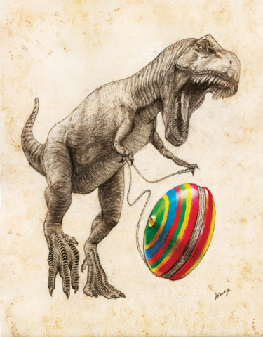 Dessin intitulée "Jurassic Yoyo" par Vladimir Tyuryaev, Œuvre d'art originale, Crayon