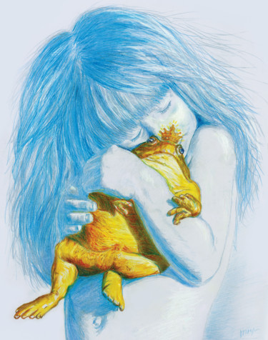 Dibujo titulada "Girl and prince" por Vladimir Tyuryaev, Obra de arte original, Lápiz