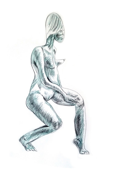 Рисунок под названием "Drawing on someone…" - Vladimir Tyuryaev, Подлинное произведение искусства, Карандаш