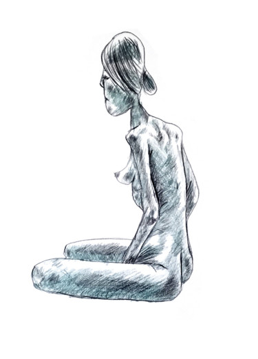Картина под названием "Drawing on someone…" - Vladimir Tyuryaev, Подлинное произведение искусства, Карандаш