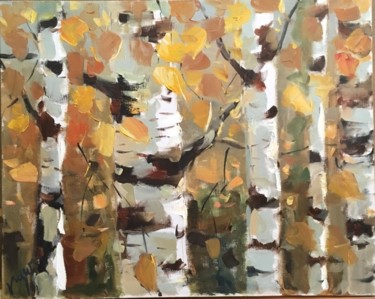 Картина под названием "Берёзки" - Вугар Мамедов, Подлинное произведение искусства, Масло