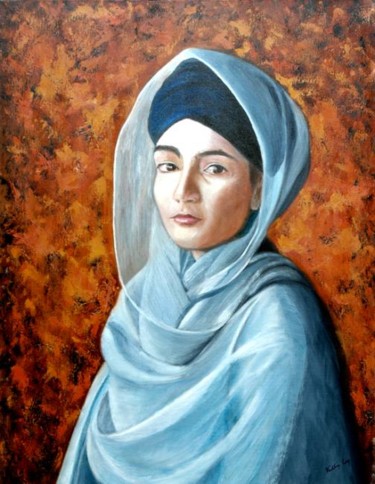 Painting titled "jeune femme sikh" by Danièle Vuillemin-Coq, Original Artwork