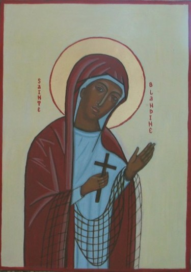 Painting titled "Sainte Blandine" by Danièle Vuillemin-Coq, Original Artwork, Tempera