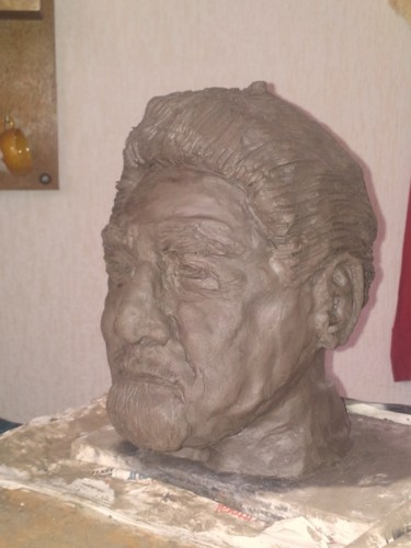 Sculpture intitulée "Père Igor en terre" par Danièle Vuillemin-Coq, Œuvre d'art originale, Argile