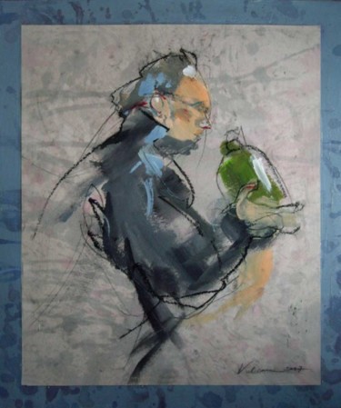 Painting titled "L'Ivrogne" by Raluca Vulcan, Original Artwork