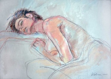 Painting titled "Sommeil 2" by Raluca Vulcan, Original Artwork