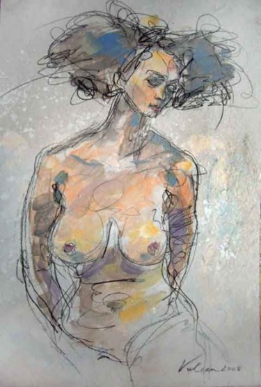 Painting titled "Cécile 2" by Raluca Vulcan, Original Artwork