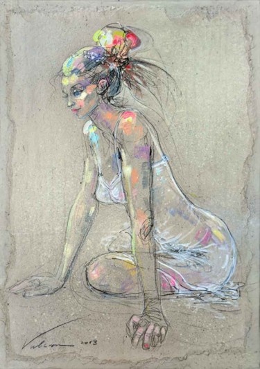 Peinture intitulée "FLO 4 (danseuse au…" par Raluca Vulcan, Œuvre d'art originale, Autre
