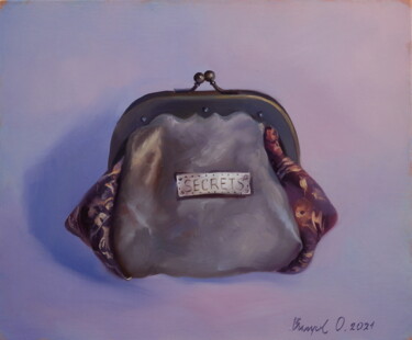 Painting titled ""Wallet"" by Elena And Gennady Vylusk (Goshiki), Original Artwork, Oil Mounted on Wood Stretcher frame