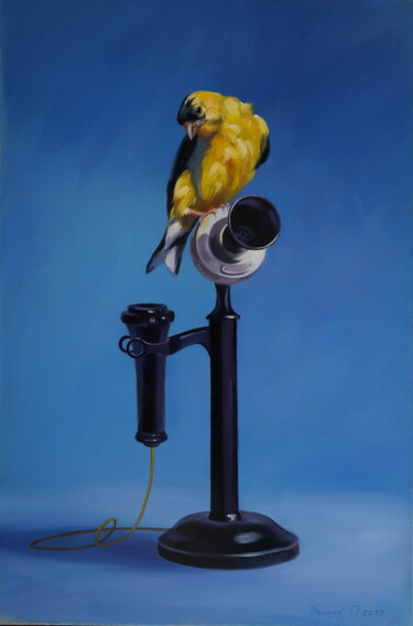 Painting titled ""Call me"" by Elena And Gennady Vylusk (Goshiki), Original Artwork, Oil Mounted on Wood Stretcher frame