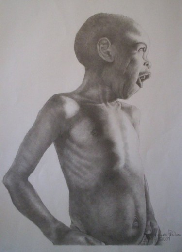 Drawing titled "Yawning" by Vusi Phailane, Original Artwork