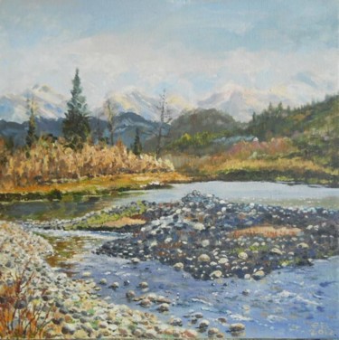 Картина под названием "Горная речка в Абха…" - Елена Вяземская, Подлинное произведение искусства, Масло