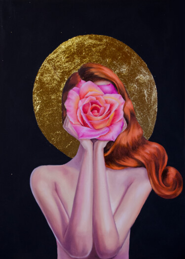 Картина под названием "Lilith Woman Painti…" - Elena Vybiranets, Подлинное произведение искусства, Масло Установлен на Дерев…
