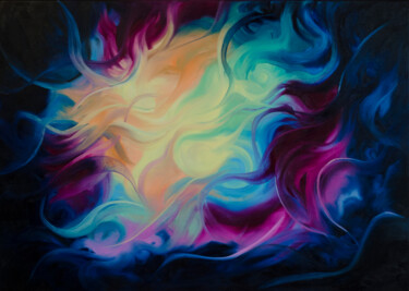 Картина под названием "Cosmos is the energ…" - Elena Vybiranets, Подлинное произведение искусства, Масло Установлен на Дерев…
