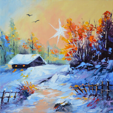 Pintura titulada "Winter Landscape Pa…" por Elena Vybiranets, Obra de arte original, Oleo