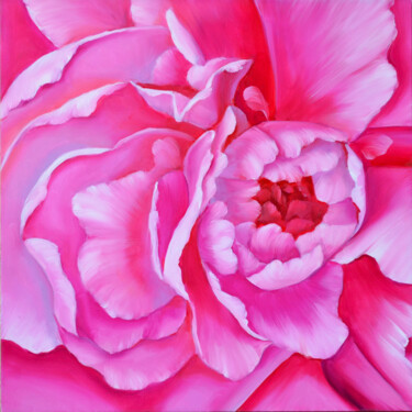 Painting titled "Flower Painting, Oi…" by Elena Vybiranets, Original Artwork, Oil