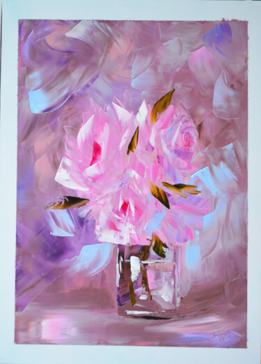 Schilderij getiteld "Flowers Oil paintin…" door Elena Vybiranets, Origineel Kunstwerk, Olie